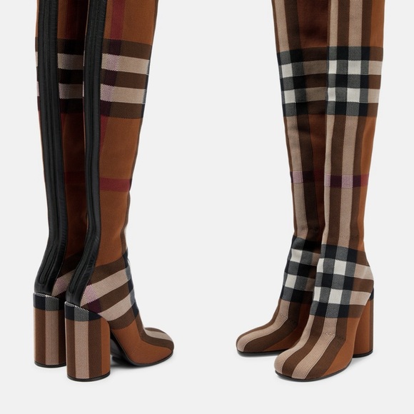 New Burberry - Checked over-the-knee boots $2,690 37 - Picture 2 of 12